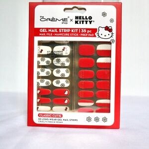 New HELLO KITTY X Creme Shop Gel Nail Strip Kit 32 Strips Nail File Manicure Red